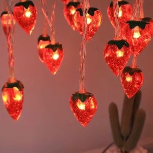 Strawberry Fruit Red String Lights 5ft Indoor Outdoor USB or Battery NEW